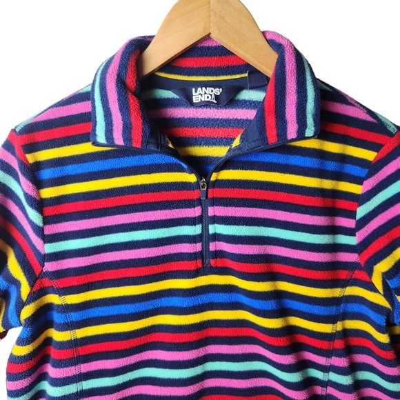 Land End Womens Multi Color Striped Half Zip Fleece Oeko-Tex Pullover Size Small - Picture 4 of 11
